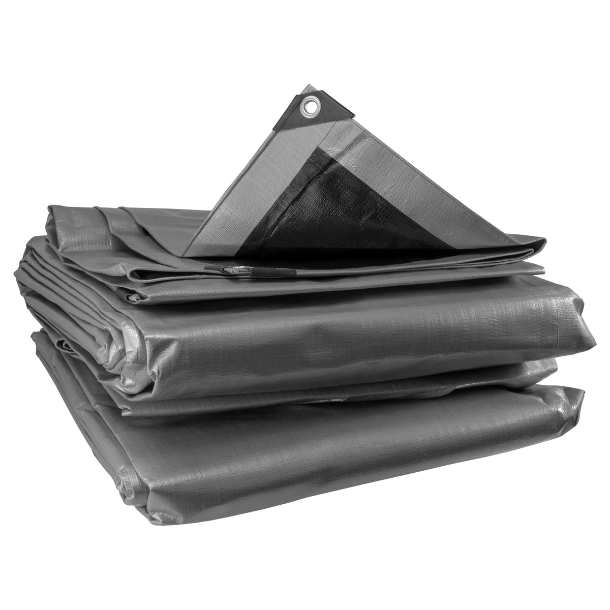 Tarpaulin 260GSM Silver/Black with 10 x Clip-On Eyelets Black