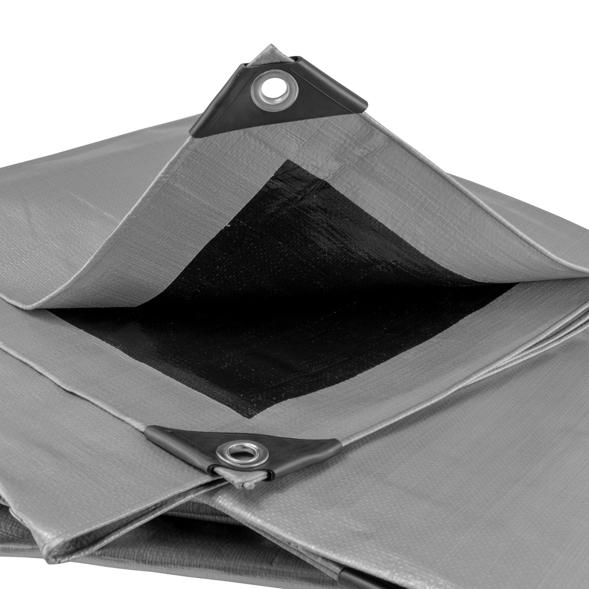 Tarpaulin 260GSM Silver/Black with 10 x Clip-On Eyelets Black