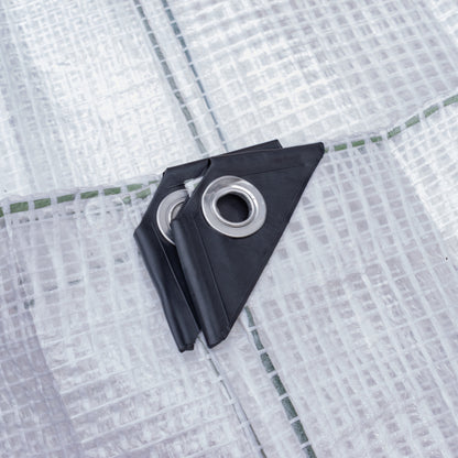 Clear XL-Grade Tarpaulin with 10 x 6" Bungee Balls (Black) and 10 x Screw Type Tarp Clips