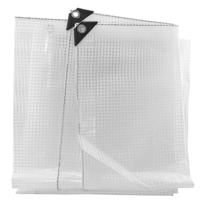 Tarpaulin 300GSM Clear with 10 x Clip-On Eyelets Black