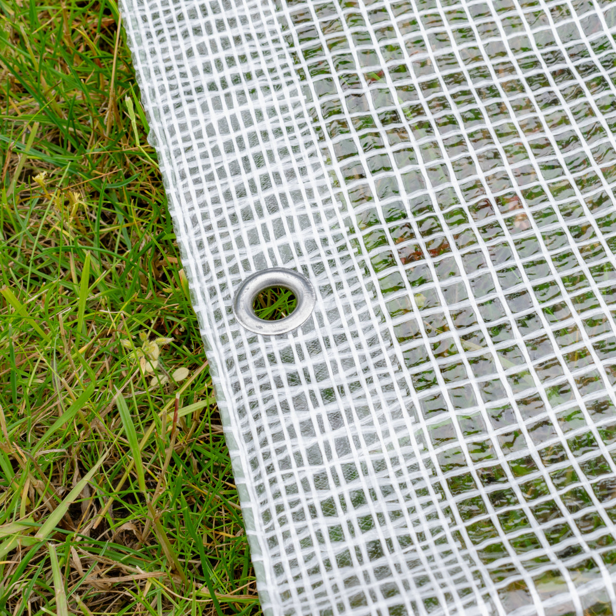 Tarpaulin 300GSM Clear with 10 x Clip-On Eyelets Black