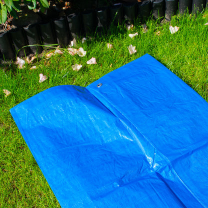 Blue S-Grade Tarpaulin with 20 x 4" Bungee Balls (White)