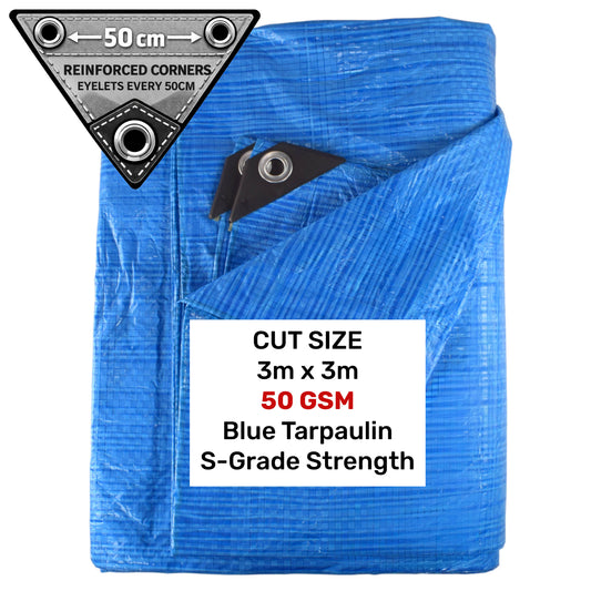 Blue S-Grade Tarpaulin 3m x 3m