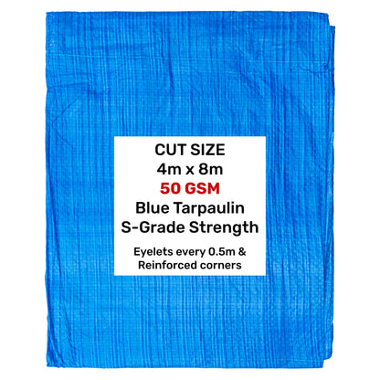 Blue S-Grade Tarpaulin 4m x 8m