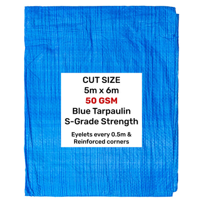 Blue S-Grade Tarpaulin 5m x 6m