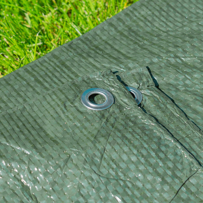 Green S-Grade Tarpaulin with 10m of 6mm Bungee Rope and 10 x Screw Type Tarp Clips