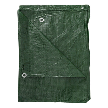 Green S-Grade Tarpaulin with 10m of 6mm Bungee Rope and 10 x Slide Type Tarp Clips