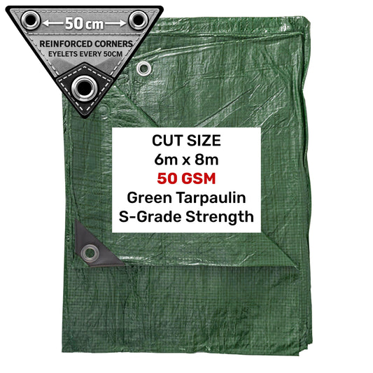 Green S-Grade Tarpaulin 6m x 8m