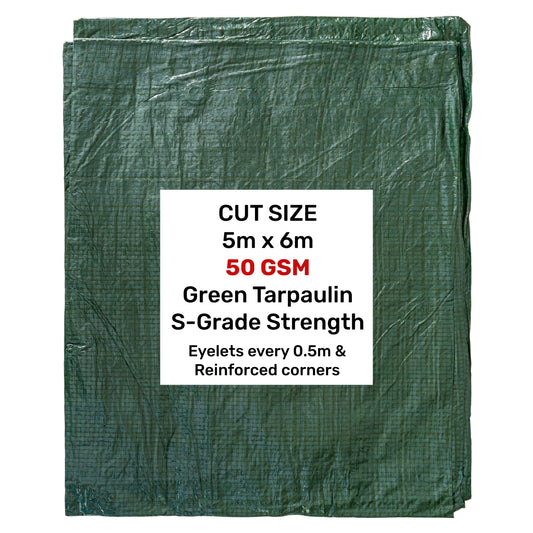 Green S-Grade Tarpaulin 5m x 6m