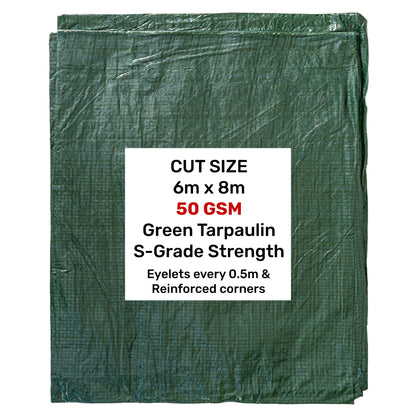 Green S-Grade Tarpaulin 6m x 8m