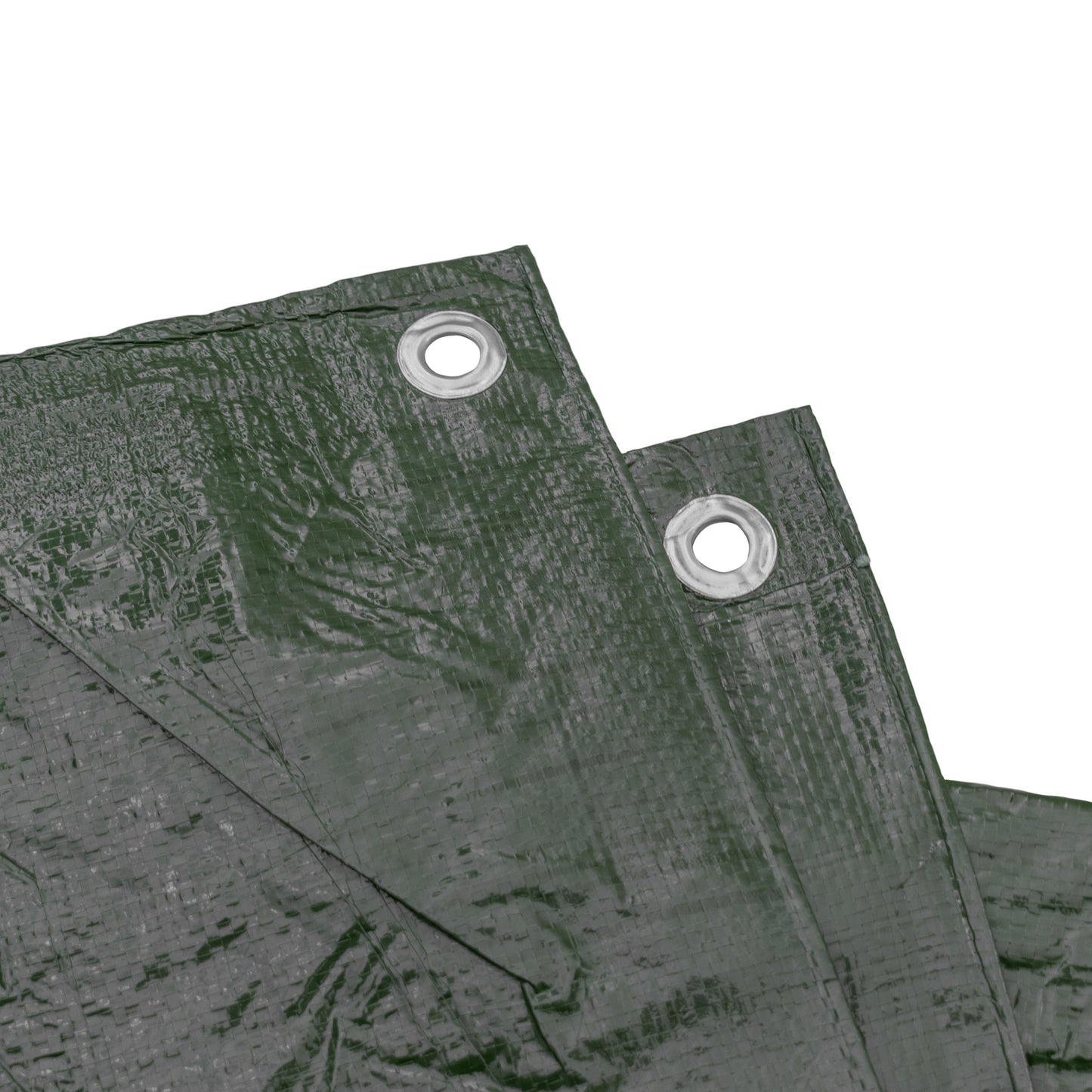 Green M-Grade Tarpaulin with 10m of 6mm Bungee Rope and 10 x Screw Type Tarp Clips