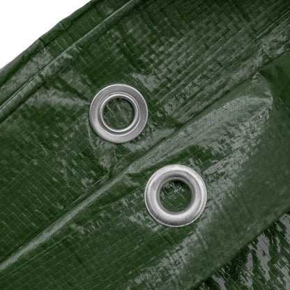 Green M-Grade Tarpaulin with 10m of 6mm Bungee Rope and 10 x Screw Type Tarp Clips