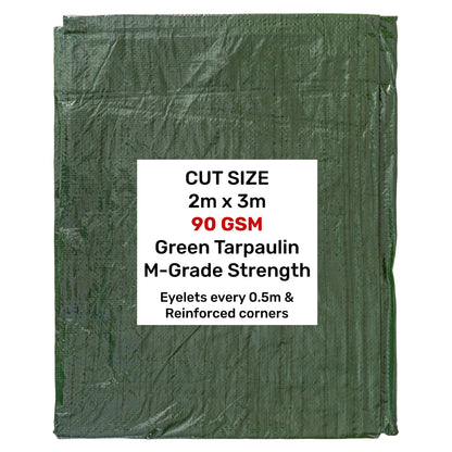 Green M-Grade Tarpaulin 2m x 3m
