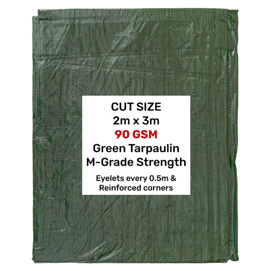 Green M-Grade Tarpaulin 2m x 3m