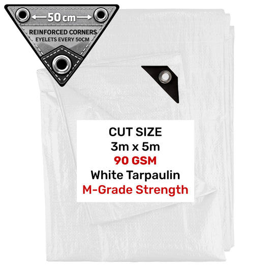 White M-Grade Tarpaulin 3m x 5m