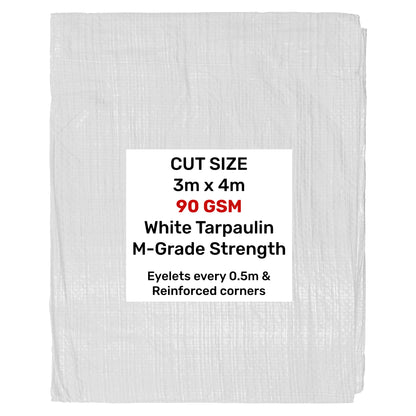 White M-Grade Tarpaulin 3m x 4m