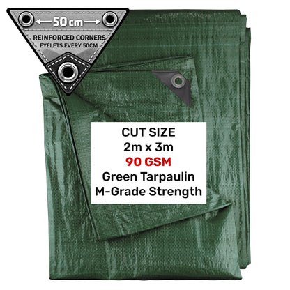 Green M-Grade Tarpaulin 2m x 3m