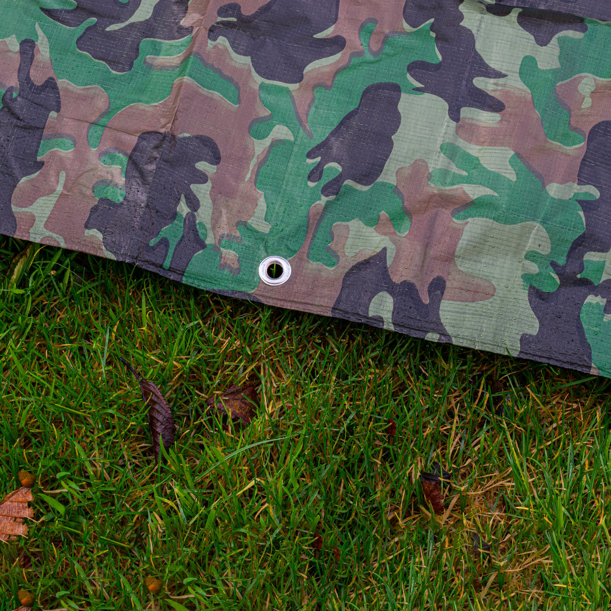 Tarpaulin 90GSM Camouflage with 10 x Clip-On Eyelets Black