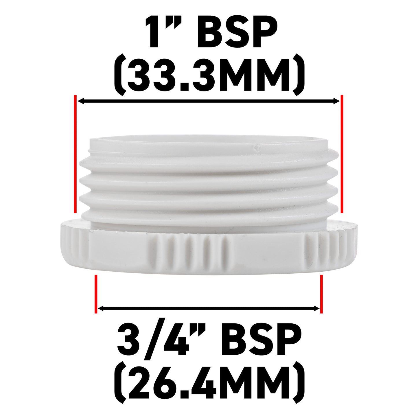 Female Tap Connector 1" or 3/4" BSP Female, Gray/White