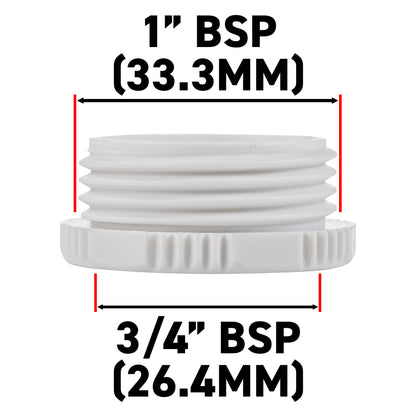 Female Tap Connector 1" or 3/4" BSP Female, Gray/White