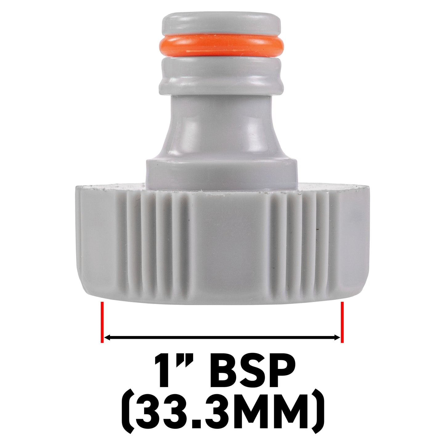 Female Tap Connector 1" or 3/4" BSP Female, Gray/White