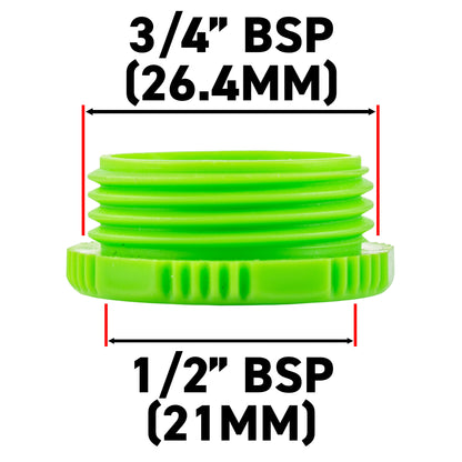 Female Tap Connector 3/4" or 1/2" BSP Female, Green/Gray