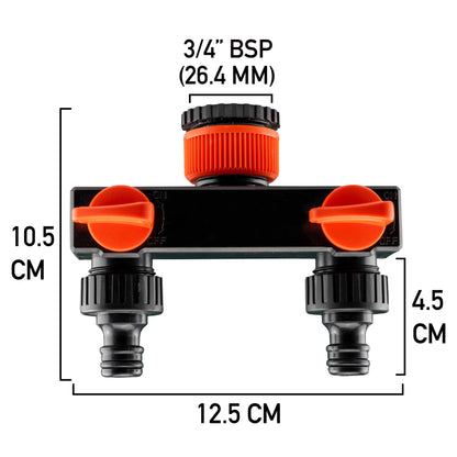 ¾” BSP Water Butt Fitting with 2-Way Quick Connect Valved Splitter