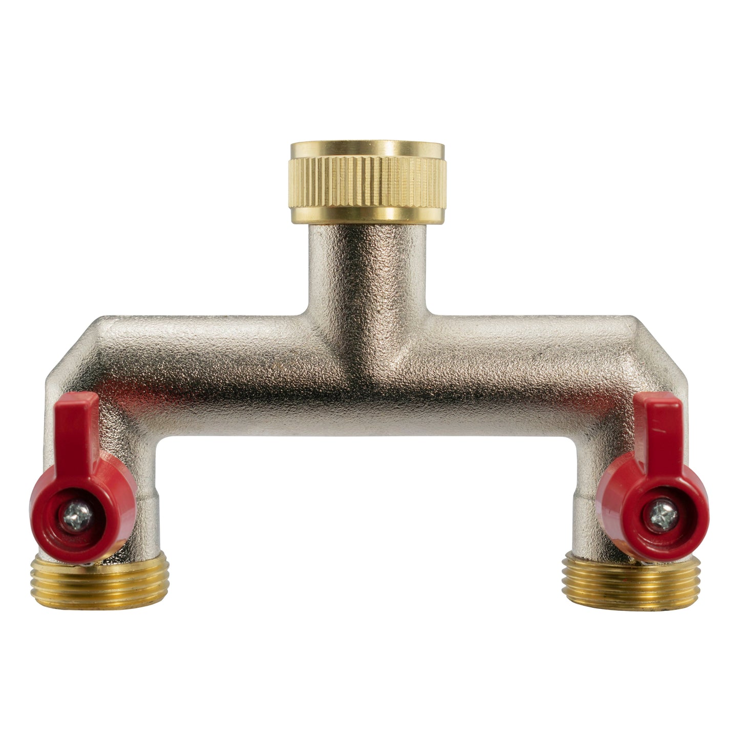 Two Way Tap Splitter Brass 3/4" BSP with 3x Quick Connect 1/2" Hose Connectors