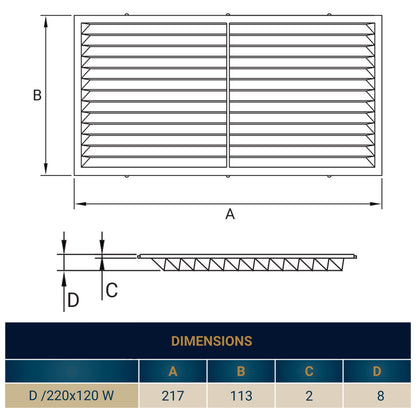 Louvre Vent  D/220X120W Classic 220mm X 120mm with Fly Screen