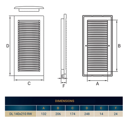 Louvre Vent White DL/140X210 RW LUX With Fly Mesh