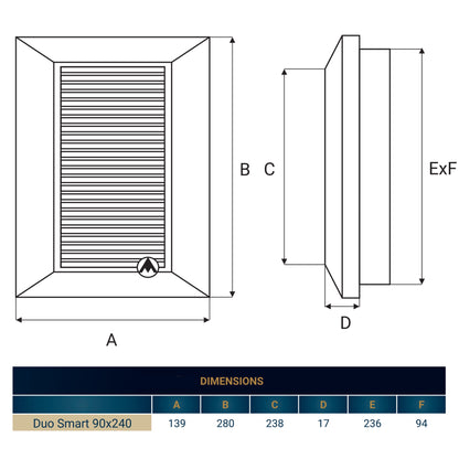 Louvre Vent Duo Smart 90/240 Brown 90mm x 240mm With Fly Mesh