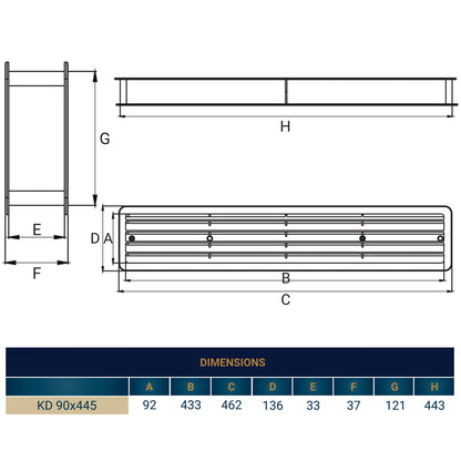 Door Louvre Vent KD 90mm—445mm