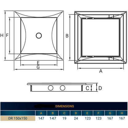 Access Panel Door PP, White 150mm x 150mm