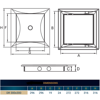 Access Panel Door PP, White 300mm x 300mm