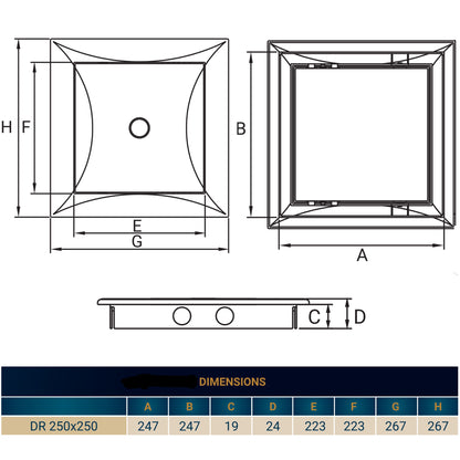 Access Panel Door PP, White 250mm x 250mm