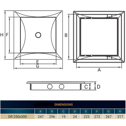 Access Panel Door PP, White 250mm x 300mm