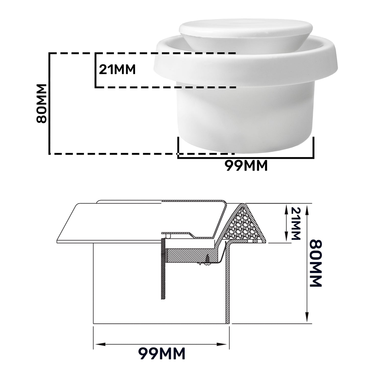 White ABS Extract Ceiling Valve 100mm