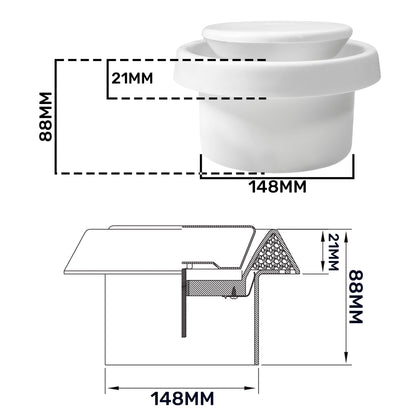 White ABS Extract Ceiling Valve 150mm
