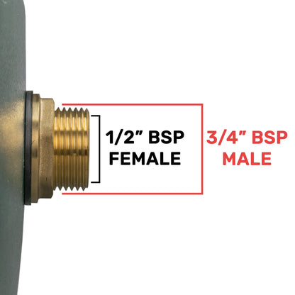 Water Butt Brass 3/4" BSP Male - 1/2" BSP Female and Drill Bit