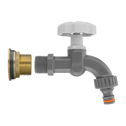 Water Butt Brass Kit 3/4" with Grey Dial Tap and Drill Bit