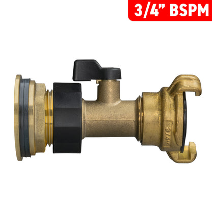Water Butt Brass Kit 3/4" with Brass Valve + Geka
