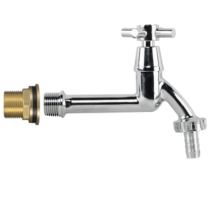 Water Butt Brass Kit 3/4" with Extended Brass Chrome Tap ½” Barb and Drill Bit