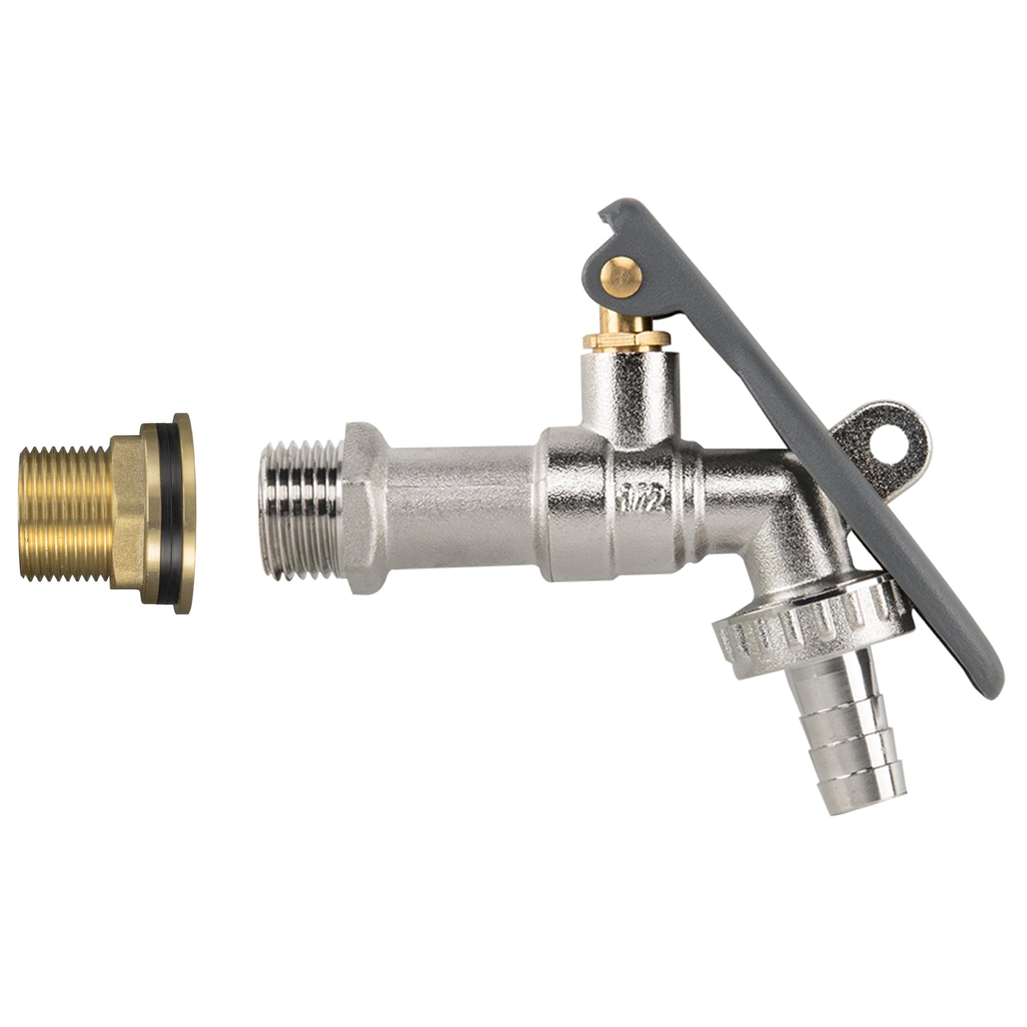 Water Butt Brass Kit 3/4" with Lever Tap Hose Barb and Lever Lock and Drill Bit