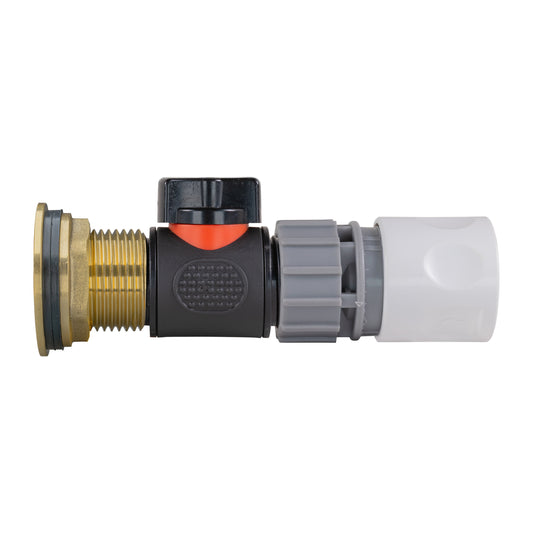 Water Butt Brass Kit 1" with In-Line Valve + Female Quick Connector WL