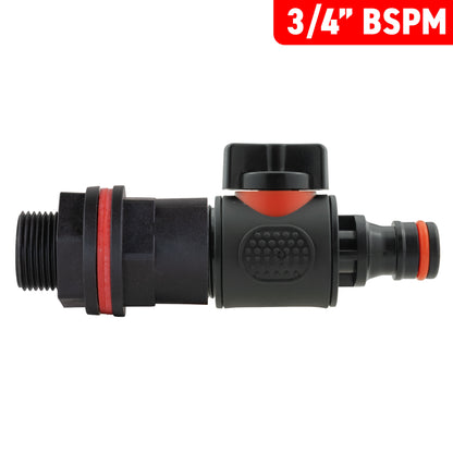 Water Butt Kit 3/4" with In-Line Quick Connector Valve and Drill Bit