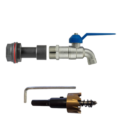 Water Butt Extension Kit 1/2" with Simple Lever Tap and Drill Bit