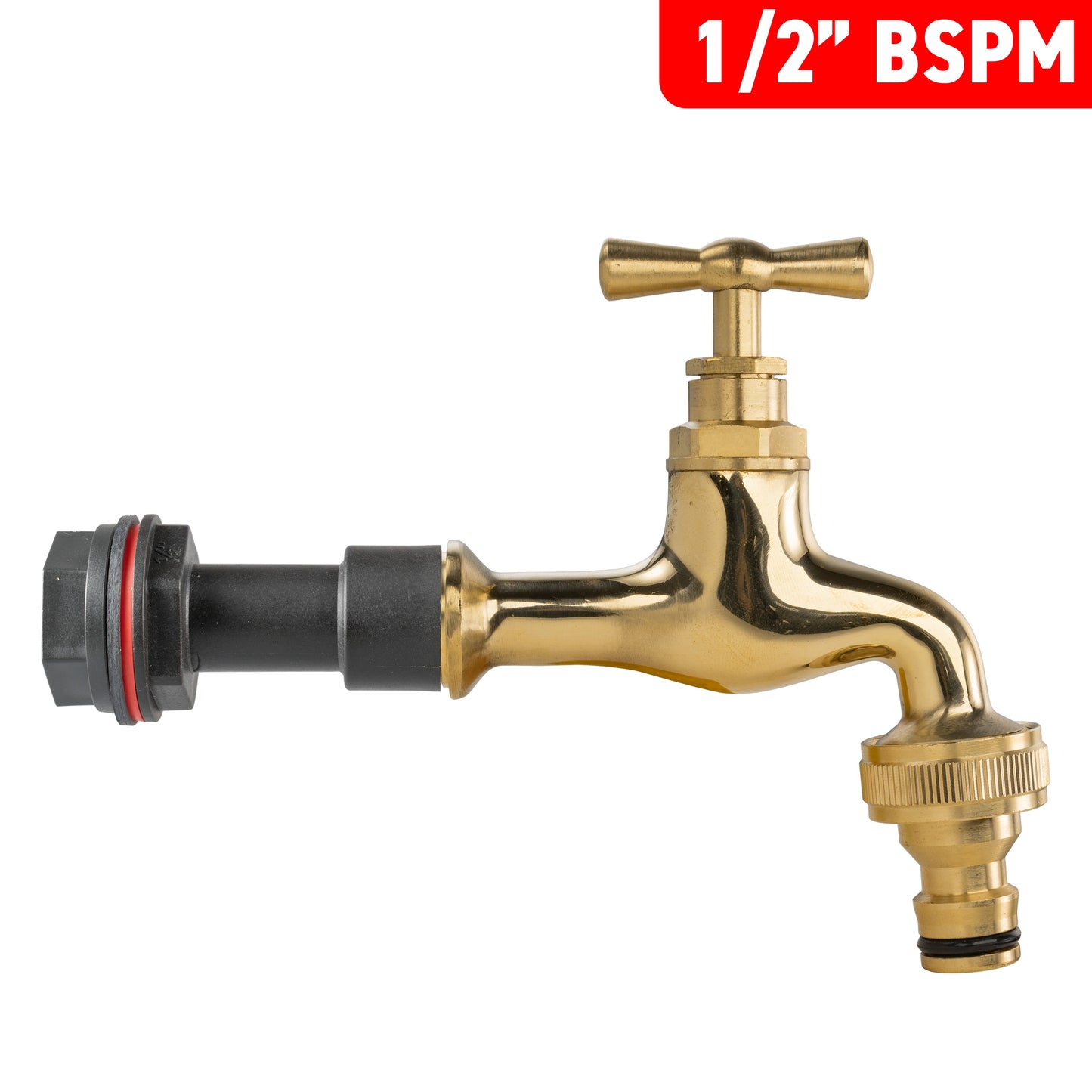 Water Butt Extension Kit 1/2" with Quick Connect Polished Brass Tap and Drill Bit