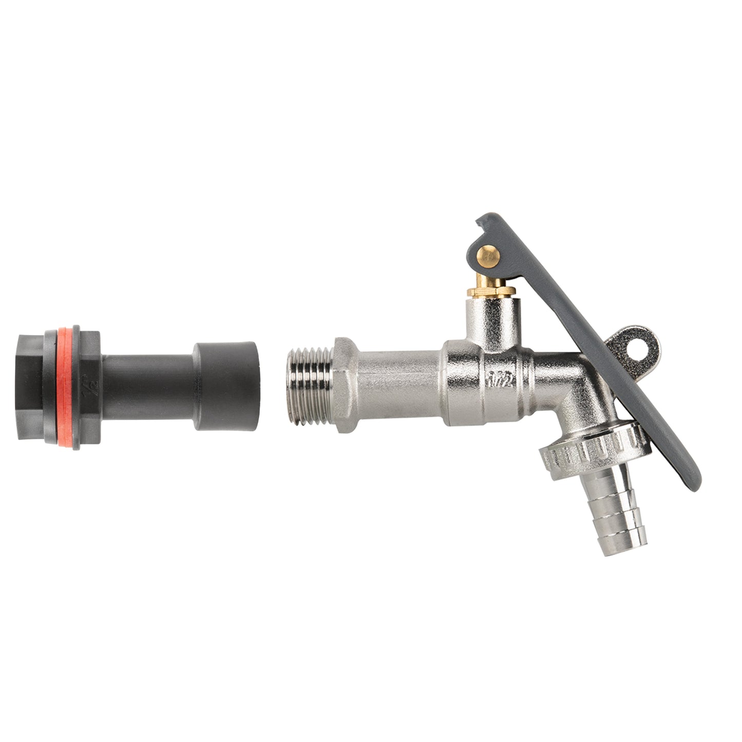 Water Butt Extension Kit 1/2" with Lever Tap Hose Barb and Lever Lock and Drill Bit