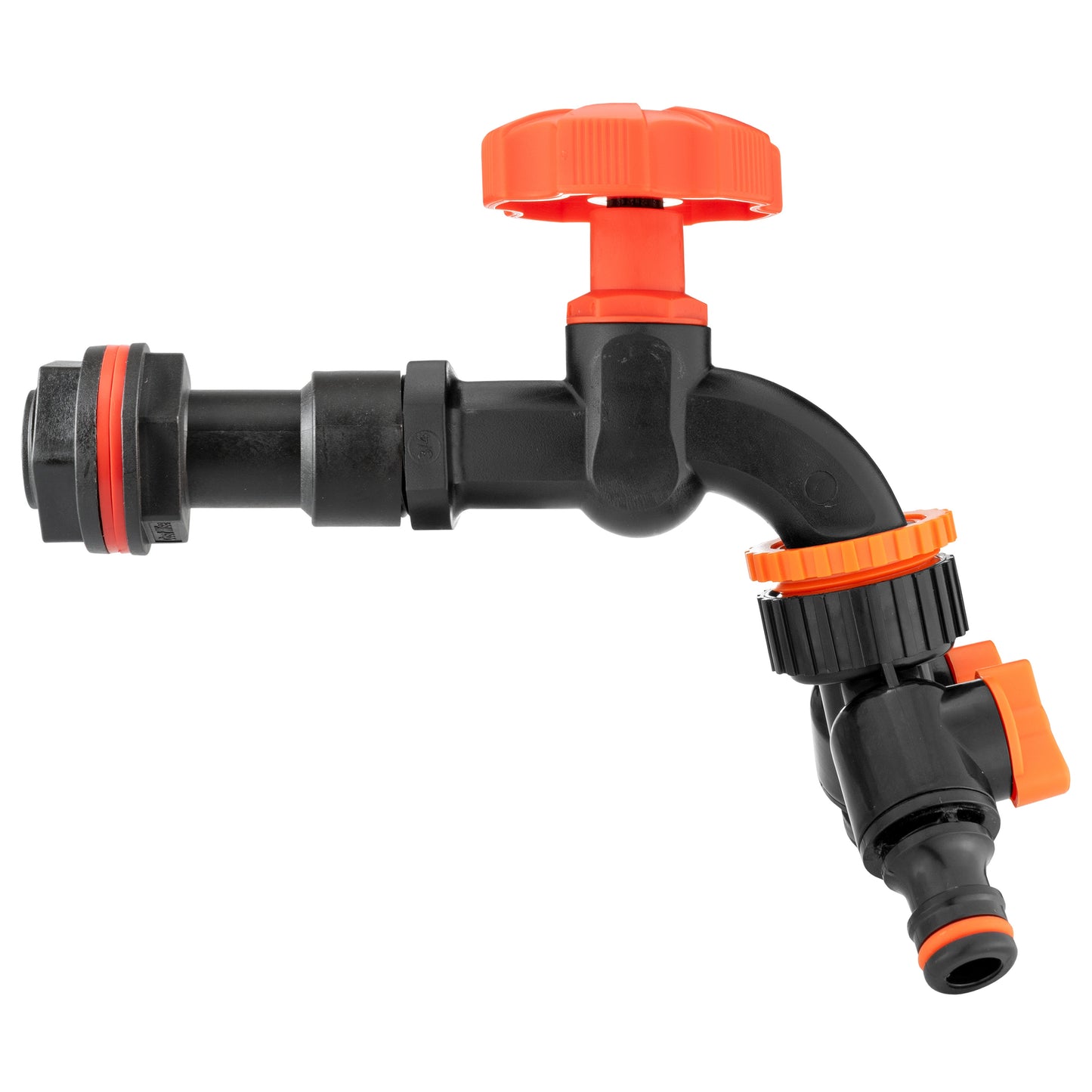 Water Butt Extension Kit 3/4" with Black Dial Tap + Two-Way Splitter and Drill Bit