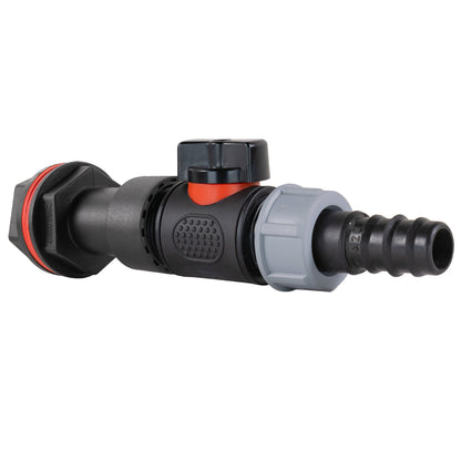 Water Butt Extension Kit 3/4" with In-Line Valve + 20mm Barb and Drill Bit